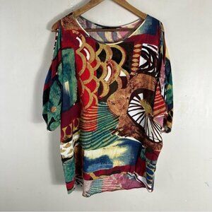 Jams World “Merlot” Slitted Sleeve Women’s Blouse Made in Hawaii Size Medium
